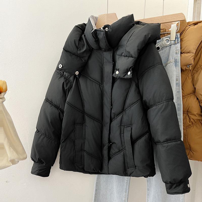 

Зимняя новая хлопковая одежда, короткие женские куртки, хлопковые куртки, хлопковая одежда с капюшоном и маленькая утепленная одежда для защиты от холода. XL suggestion [145-165] catties чёрный