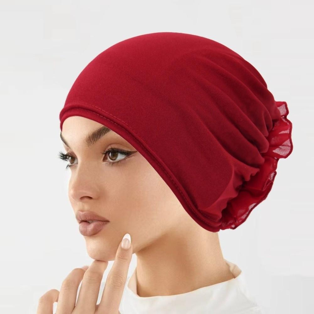 Wrap Style Flower Turban Hat Elastic Islamic Headband Fashion Hijab Caps  Hair Loss