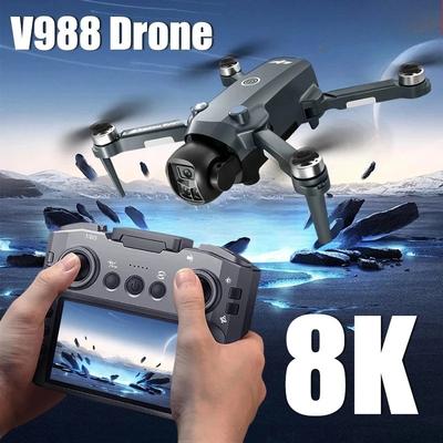 V988 Drone 8K Professional HD Dual Camera with Screen RC Brushless Motor Quadcopter Foldable Aerial Photography Toy GPS WIFI