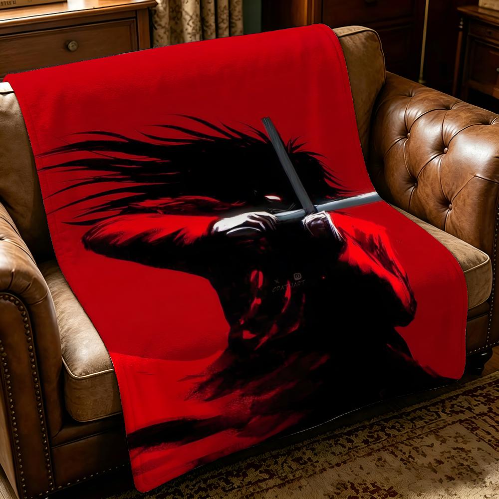 Anime H-Hellsing-g Throw Thick Comfort Flannel Quilt, Multi-scene Use Indoor Outdoor Daily Nap