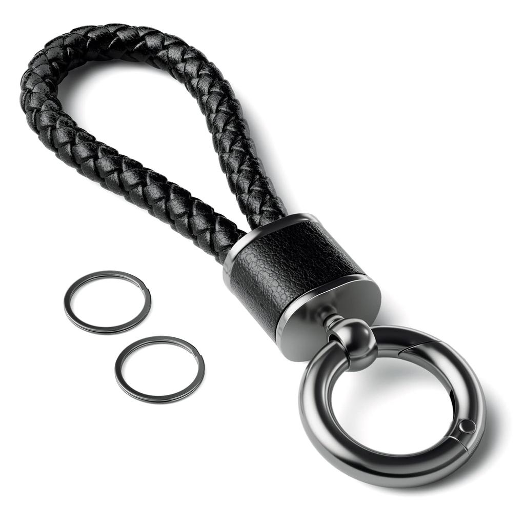 PIAQEIOZ Car Key Chain, Carabiner, Leather, Braided Bicycle, Keychain, Stylish, Includes Key Ring, Men's,