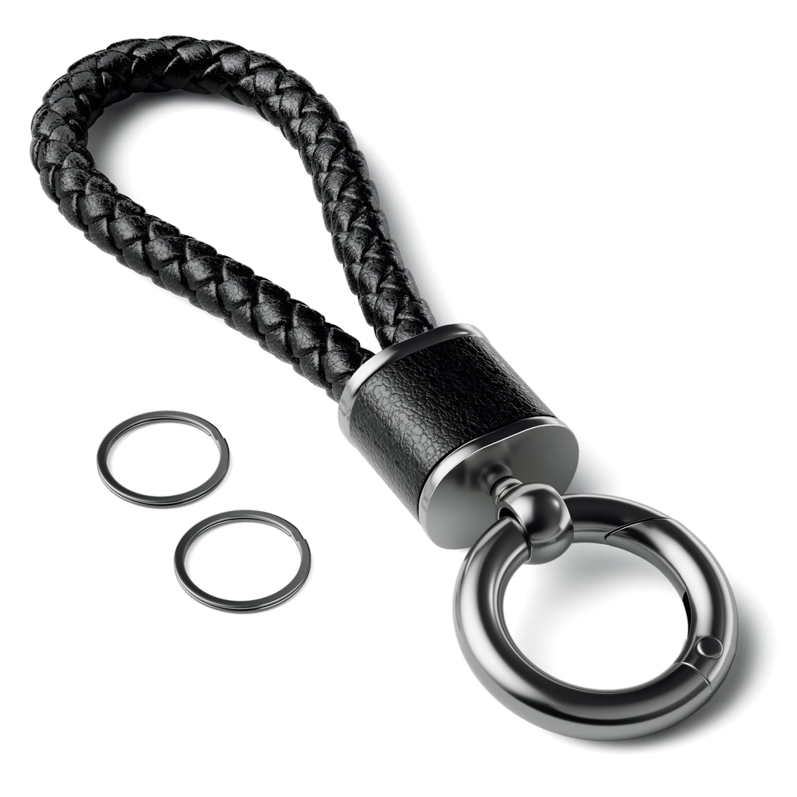 

PIAQEIOZ Car Key Chain, Carabiner, Leather, Braided Bicycle, Keychain, Stylish, Includes Key Ring, Men s, M чёрный