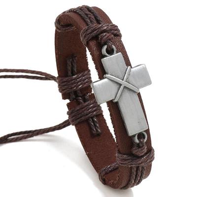 Pulseira Personalizada de Couro Trançado Retrô com Design Ajustável de Puxar