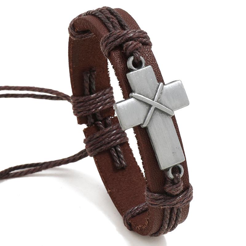 Personalized Retro Woven Cowhide Bracelet with Adjustable Pull-out Design