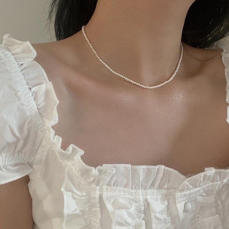 Freshwater pearl series necklace French retro versatile elegant personalized neck chain collarbone chain