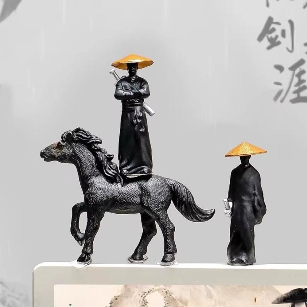 2/3/4pcs Miniature Chinese Swordsman Figure Creative Car Dashboard Ornament  Home Office Decor