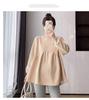 Maternity Korean Style Two-Piece: Color-Reducing, Age-Reducing Baby Doll Shirt & Long-Sleeved Sweatshirt - Plus Size, Slimming, Cover Belly.