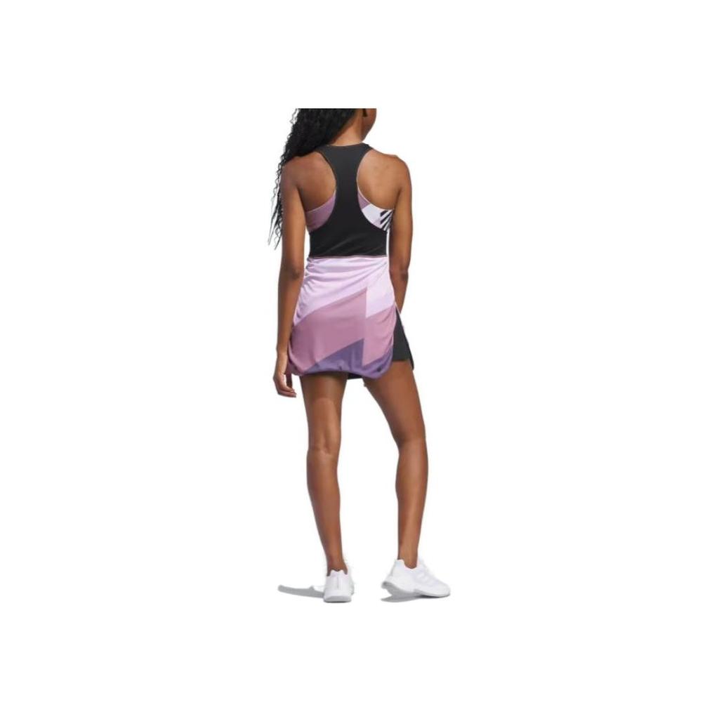 Adidas Originals Striped Short Sleeve Fitted Dress Women Dresses Purple IL9594
