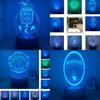 Luce Notturna a LED Acrilica 3D Lampada Club di Calcio 7 Colori Alimentazione USB Regalo Conveniente