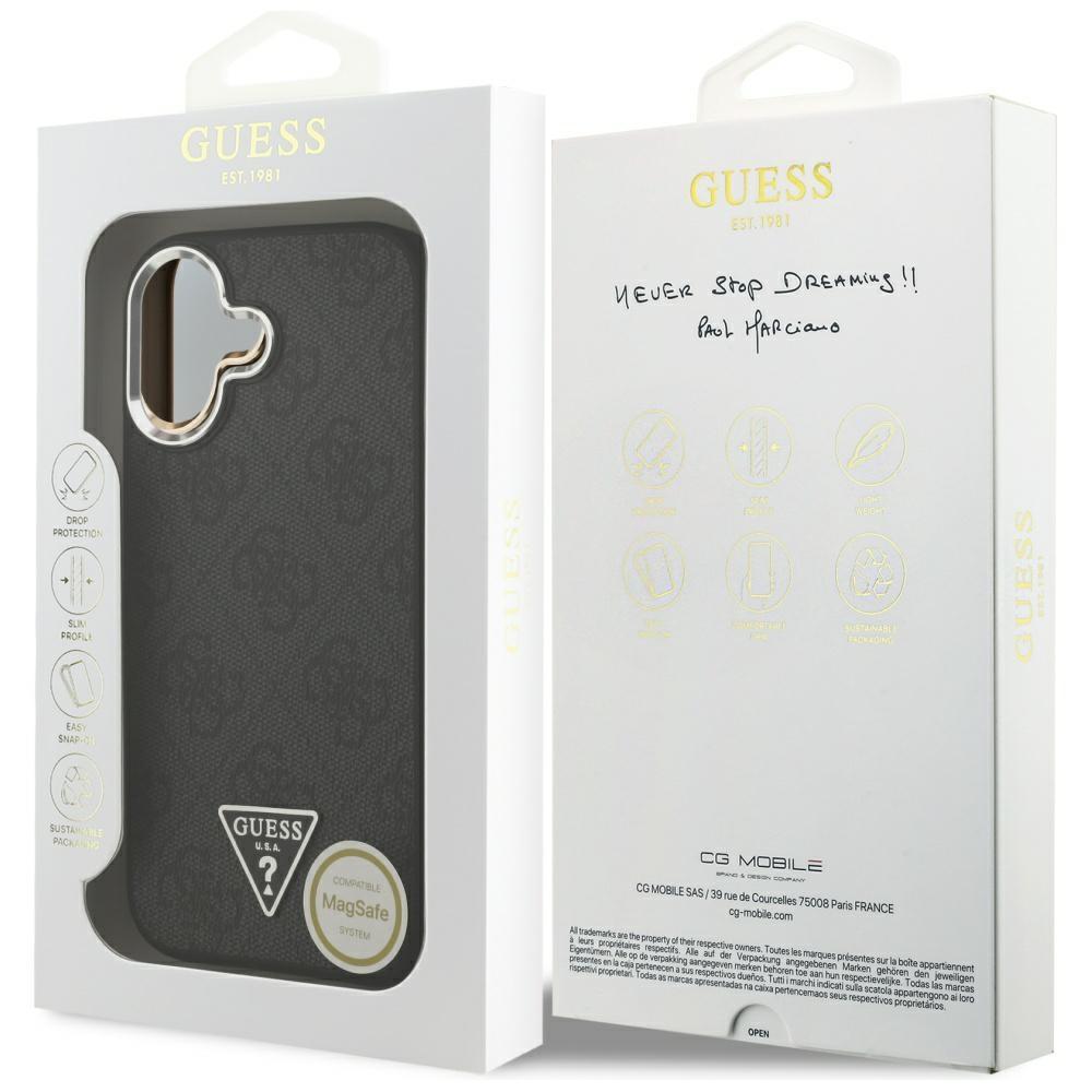 Guess 4G Triangle Logo MagSafe case for iPhone 17 black silver