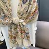 Sunscreen Shawl Spring and Summer Soft Cotton and Linen Feel Long Scarf Female Plain and Elegant Flower Fringed Silk Scarf
