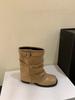 Retro style woven belt belt buckle stack boots women's new thick heel short boots locomotive boots western cowboy boots