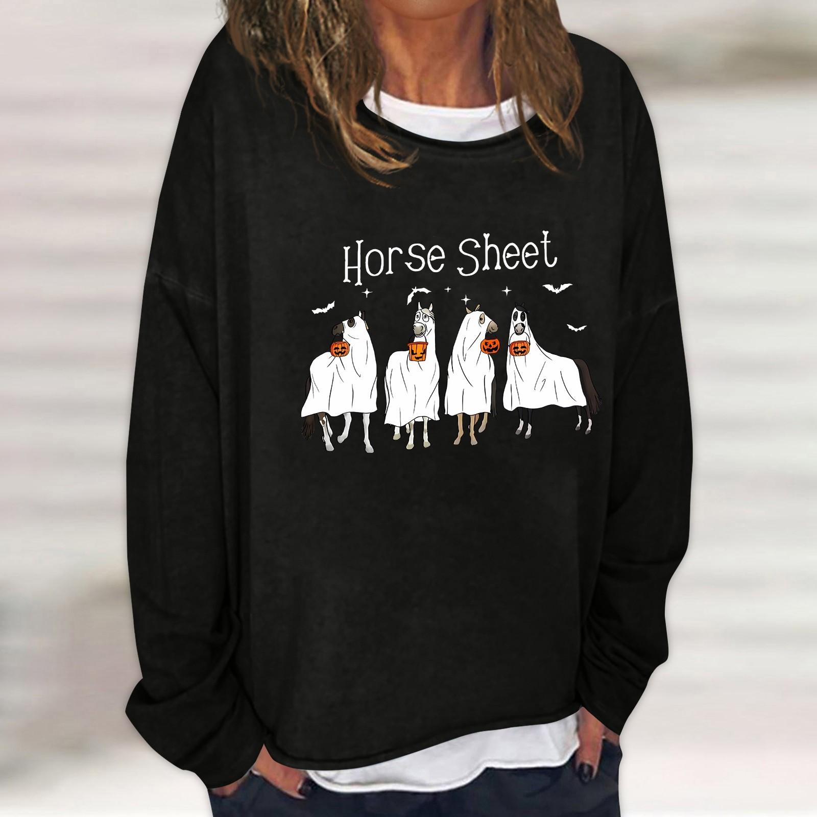 

Женская повседневная модная винтажная толстовка с длинным рукавом и круглым вырезом с принтом, многослойный пуловер, топ L чёрный