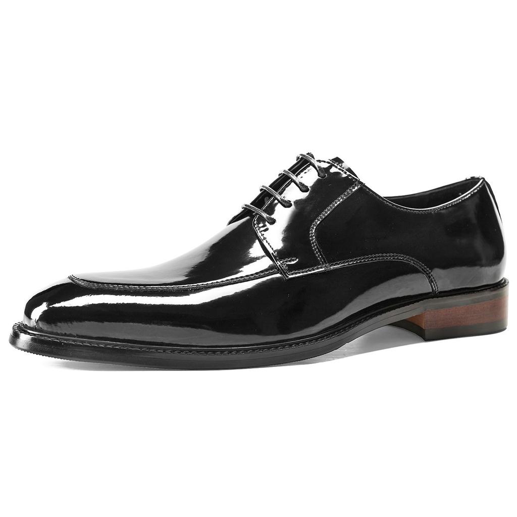 Shoes Men's Business Dress Leather Shoes Men's Shiny Leather Round Head Men's Shoes
