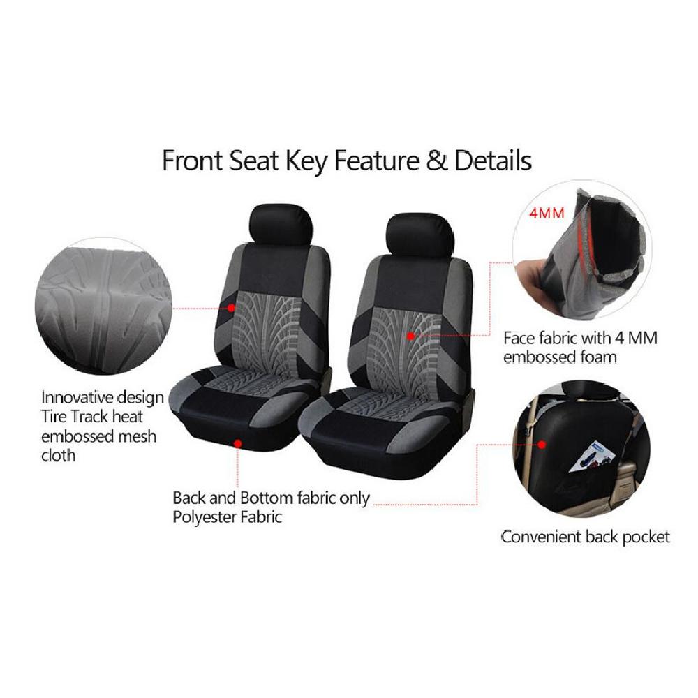 Front Car Seat Covers Set Bucket Seat Protector Car Suv Truck Black 2 Pcs