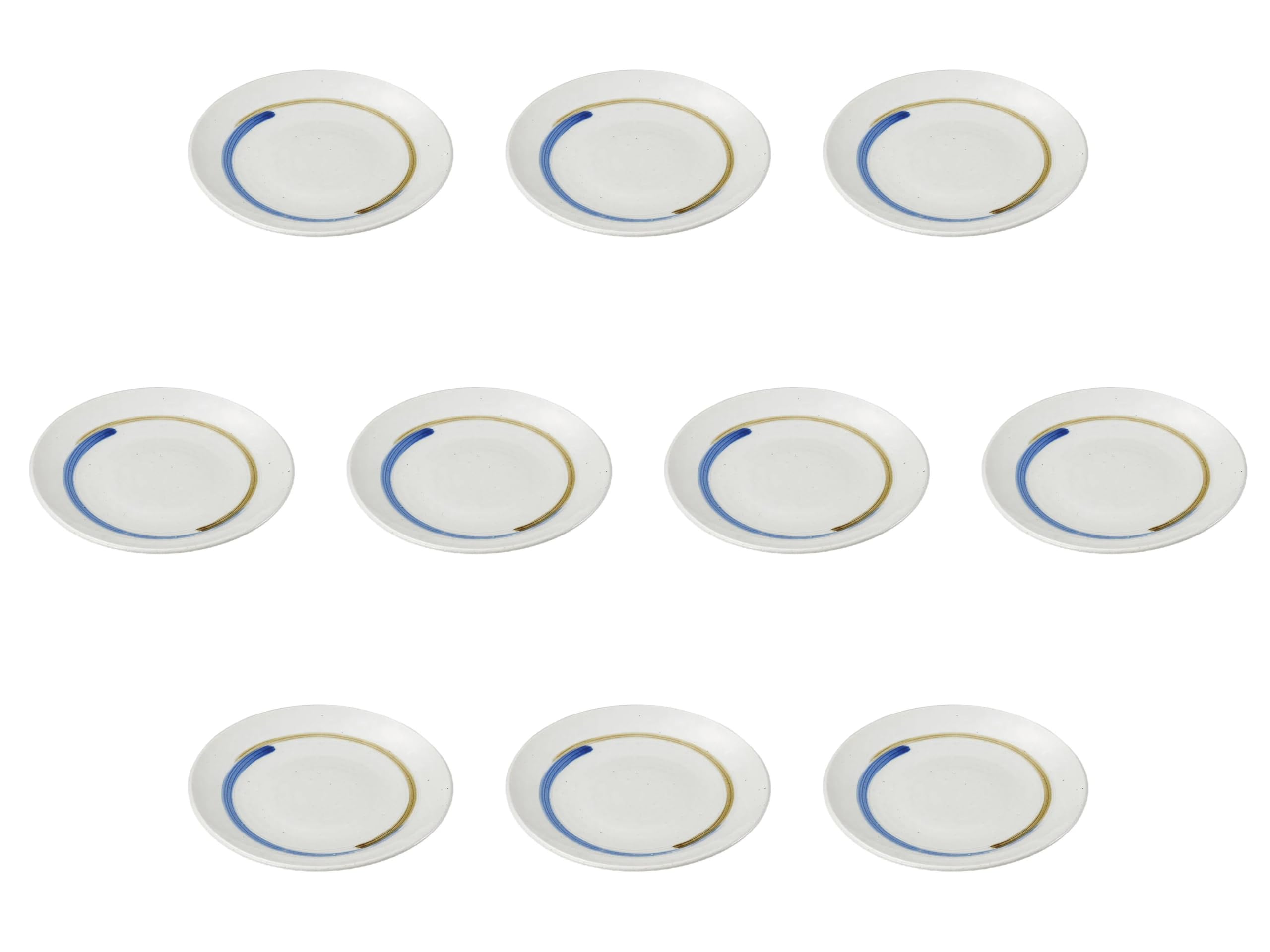 

Set of 10 Comb Whirlpool Plates x Round Plates Setomonohonpo Two-Colored 7.0 [22 3.2 cm] (Small)
