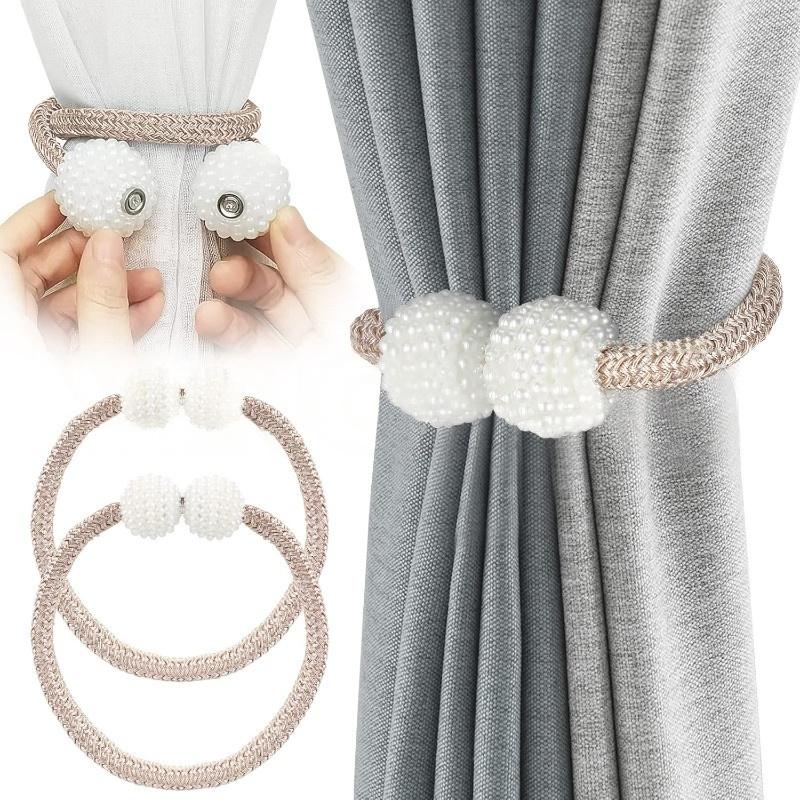 2/4 Stück Perlen Magnetische Gardinen-Haltebänder Gardinen-Haltebänder Schnallen Halter Halter Haken Clip für Zuhause Schlafzimmer Büro Dekorative
