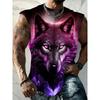 Summer Men's Retro Animal 3D Printed Short Sleeve Vest Round Neck Casual Loose Comfortable Soft Breathable Oversized Vest