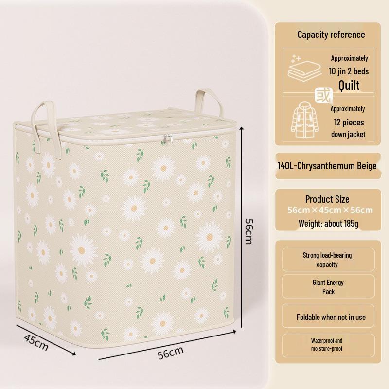 Houndstooth Large Capacity Waterproof Storage Bag - Moisture-proof Non-woven Fabric Organizer for Clothes 