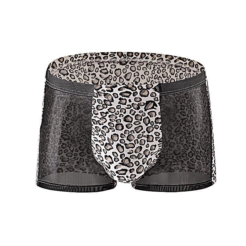 Men's Leopard Print Low-Rise Mesh Boxer Briefs - Sexy & Comfortable Summer Fashion