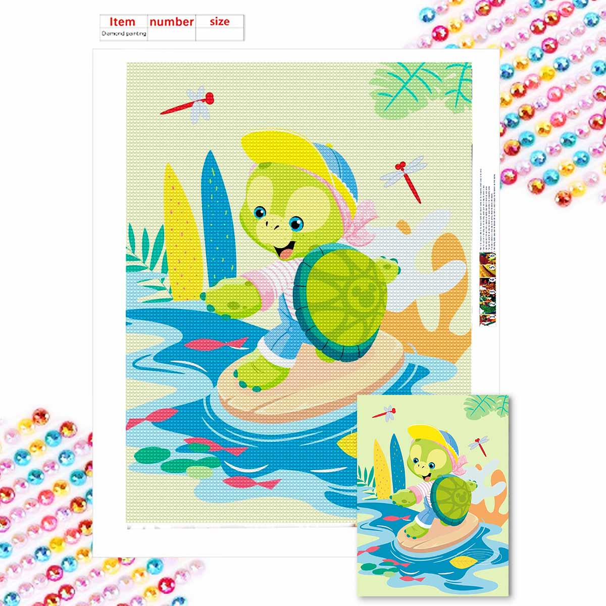 

DIY Diamond Painting The Surfing Turtle Cross Stitch Kit Mosaic Art Diamond Painting Full Circle Diamond Home Decoration Round 20x30cm