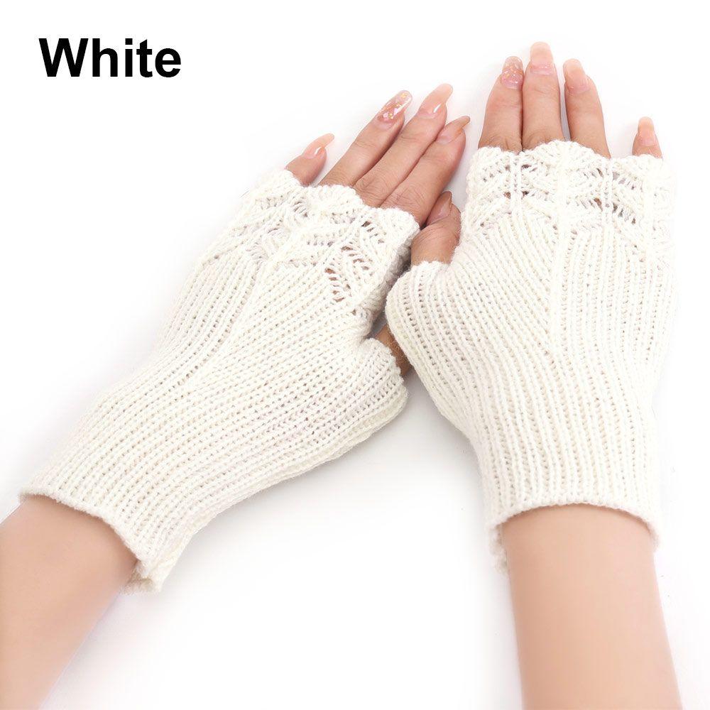 Women Girls Elastic Candy Color Arm Warmers Fingerless  Mittens Thick Warm Knitted Gloves