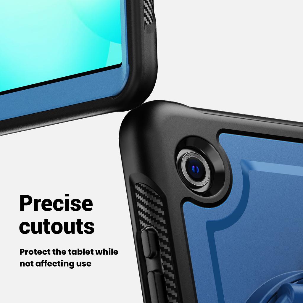 For Samsung Galaxy Tab A11/A9 Case Rotating Kickstand PC + TPU Shockproof Tablet Cover with Shoulder Strap