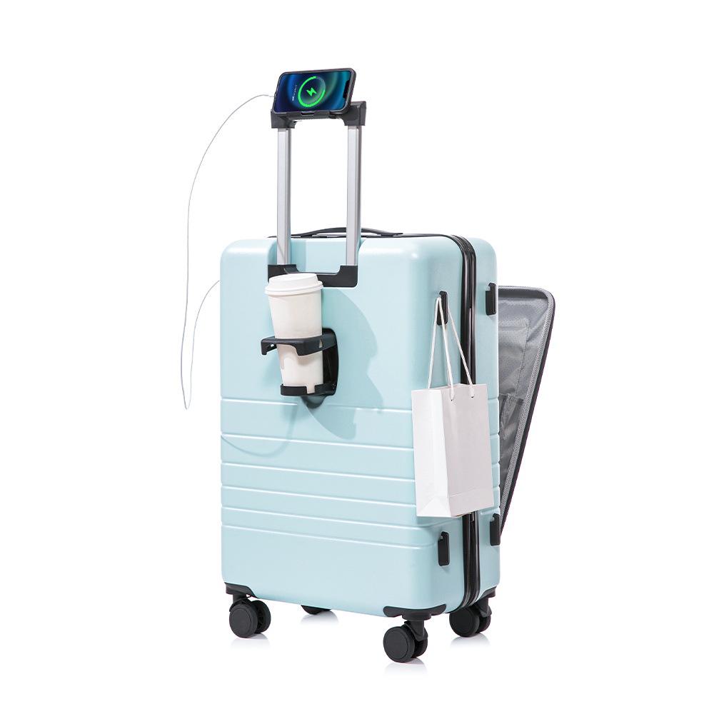 Yongsheng 20'' Front-Opening Suitcase with Universal Wheels, Password Lock & Large Capacity 24'' Zipper