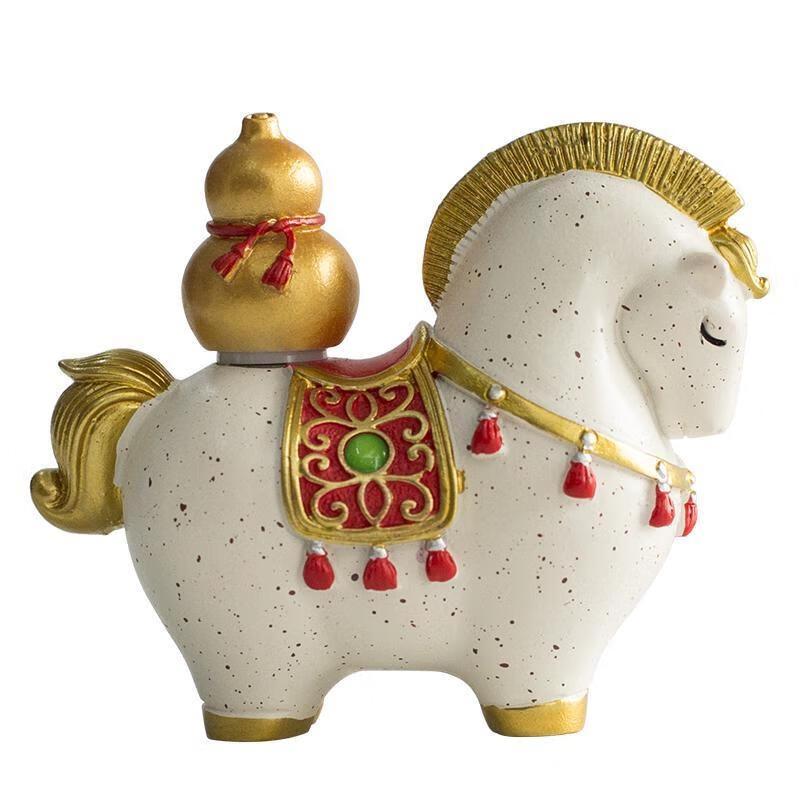 JINGRUIXIANG Lucky Horse Gold Ingot Desk Ornament