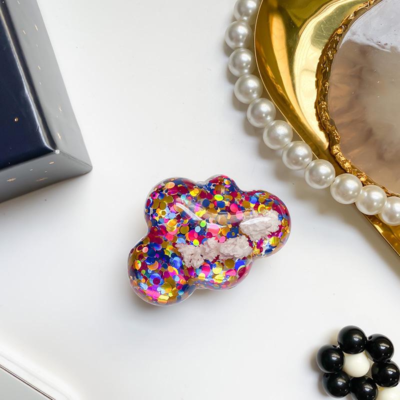 Colorful Sequined Cloud Bear Airbag Bracket Lazy Desktop Air Cushion Support Back Sticker Ring Buckle Retractable Niche