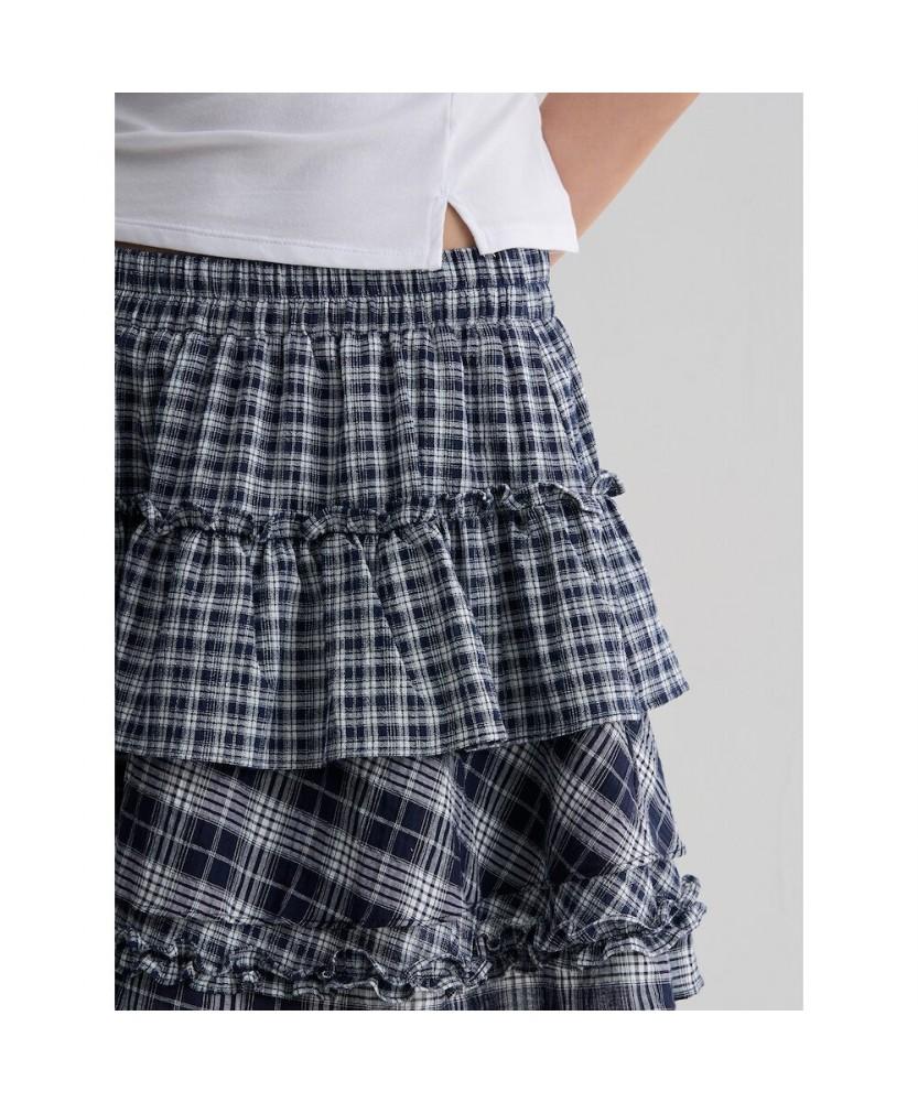 8seconds Frill Check Mini Skirt Navy