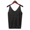 Women's Tank Top With Knitted Sequins Sexy Sleeveless V Neck Tank Top T-Shirt Casual Sequins Strappy T-Shirt Elegant Blouse
