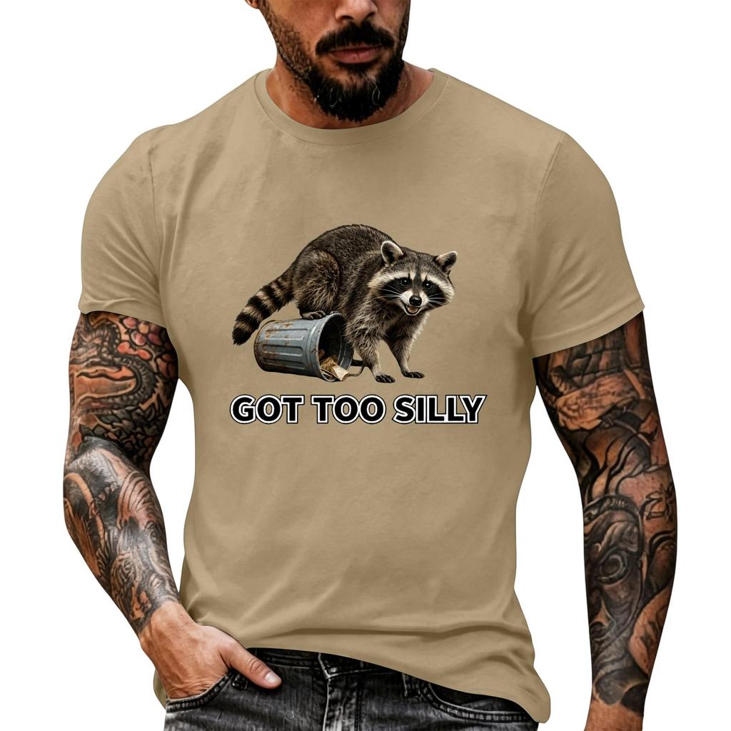 Men's Funny Animal Saying Print Vintage T-Shirt, Loose Breathable Summer Casual Top