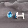 Swiss Blue Topaz Gemstone 925 Sterling Silver Handmade Jewelry Cufflink For Son CL-5-12