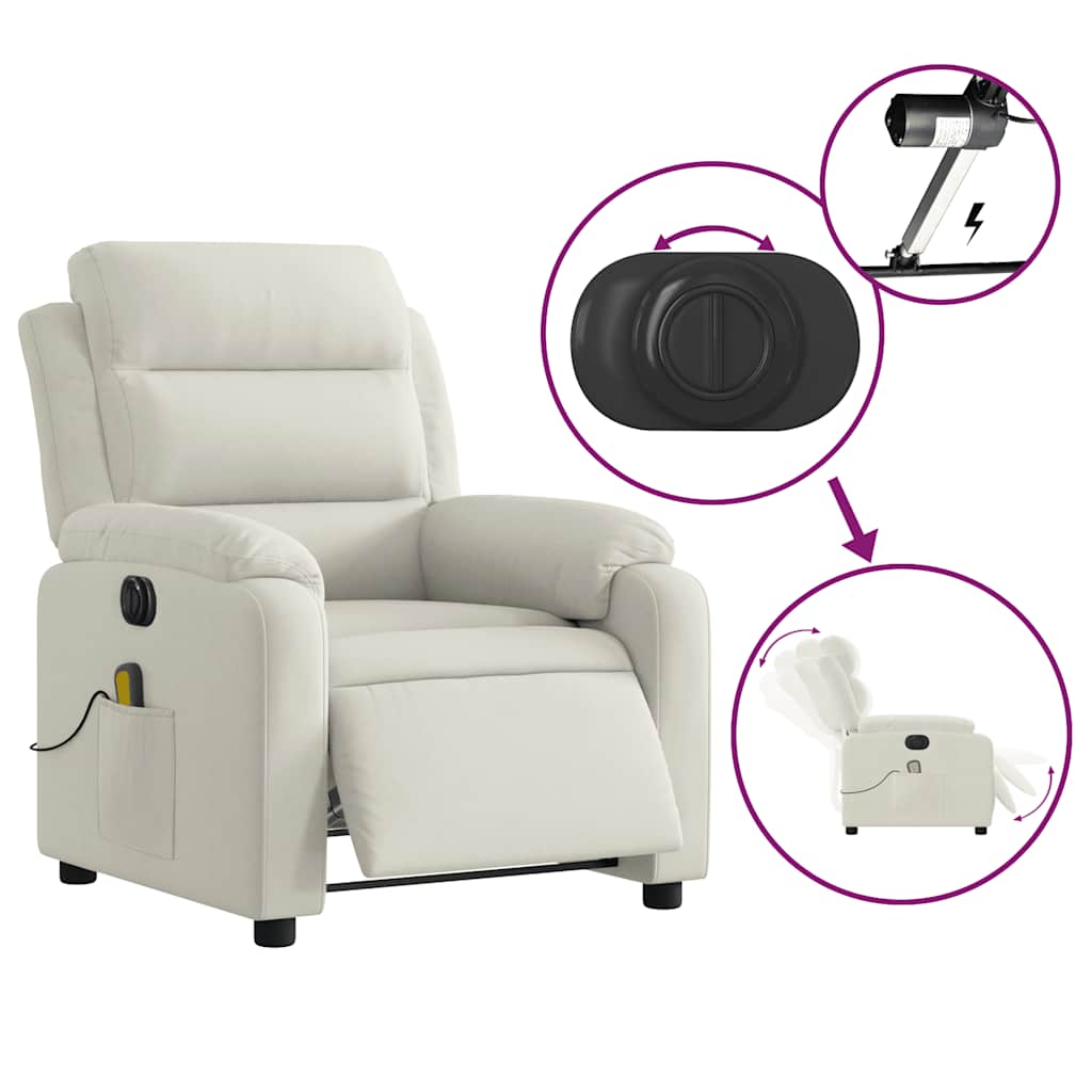 Electric Massage Chair Cream Velvet