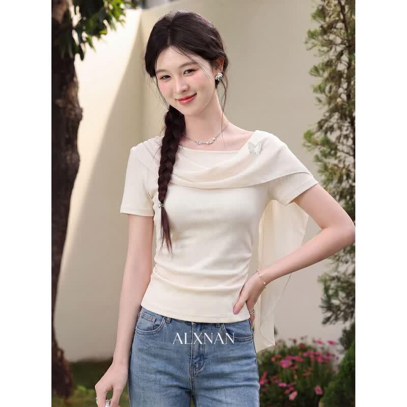 Chic French Design Women s Slimming Short Sleeve T-Shirt S