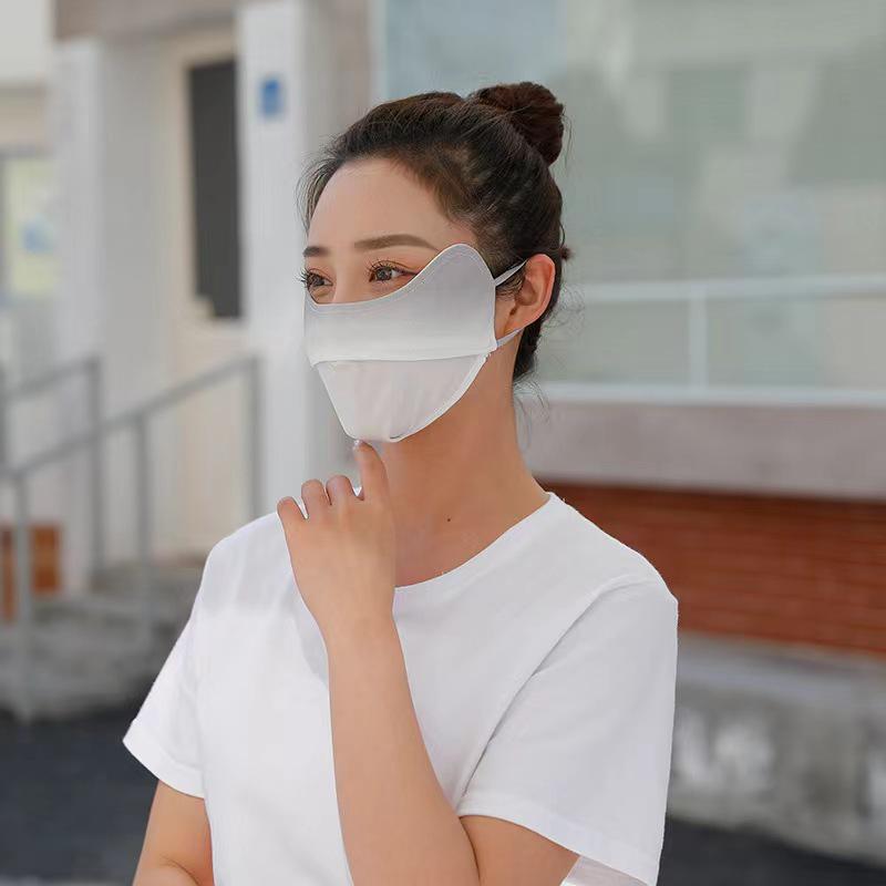 Japanese Blush Gradient Sunscreen Mask - Breathable Anti-UV Ice Silk Face & Eye Protection