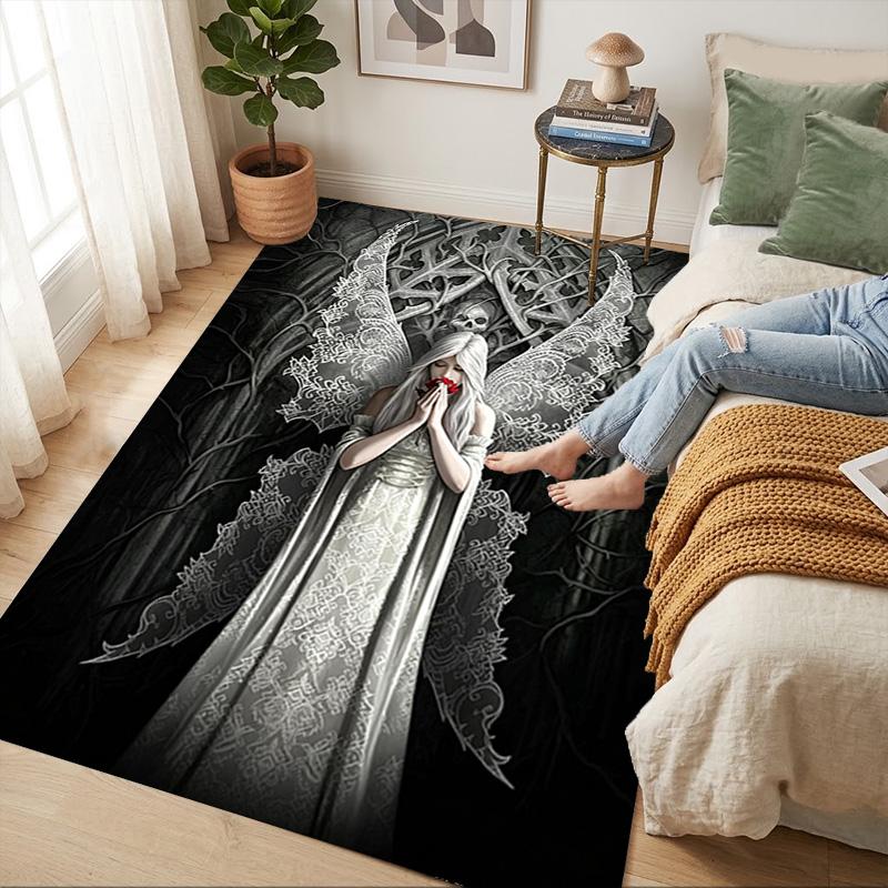 Gothic Angel Living Room Nonslip Area Rug Soft Carpet For Bedroom Game Playroom Sofa Office Home Decor Doormat Christmas Gift