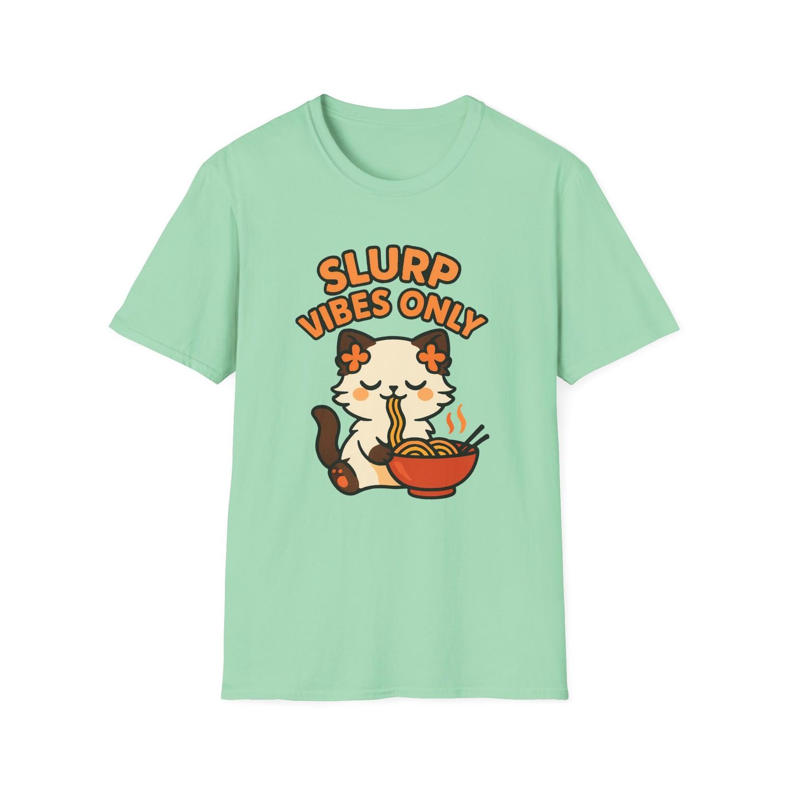 Unisex Softstyle T-Shirt Mens Womens Tees Top Ragdoll Kitten Funny Slurp Vibes Only Ramen Cute Cat L