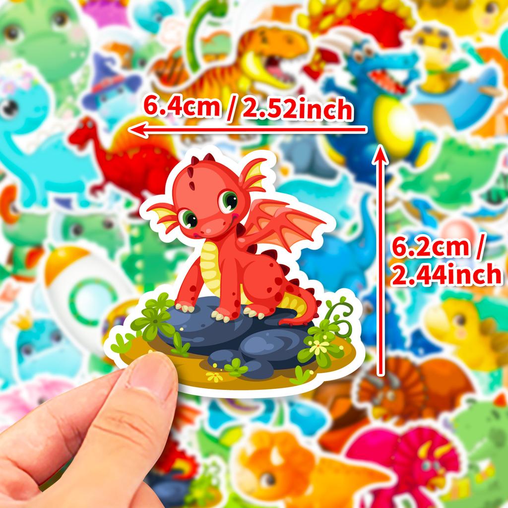 50 Cartoon Dinosaur Series Stickers Creative Cartoon Animals Q Version Dinosaur Graffiti Stickers Refrigerator Diy Stickers