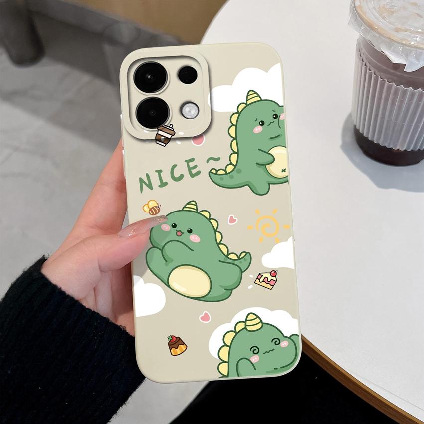 For Oppo Realme 7 10 8 9 5 6 Pro Plus K13 A5 A5X Phone Covers Cute Dinosaur Patterns Liquid Silicone Anti Drop Premium Protection Cases For Oppo Shell