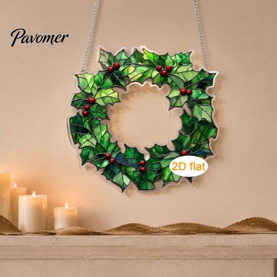 Xmas Tree Hanging Pendants Acrylic Christmas Garland Pendant, Double-sided Wreath Ornament, Lightweight Winter Holiday Party Supplies Decor