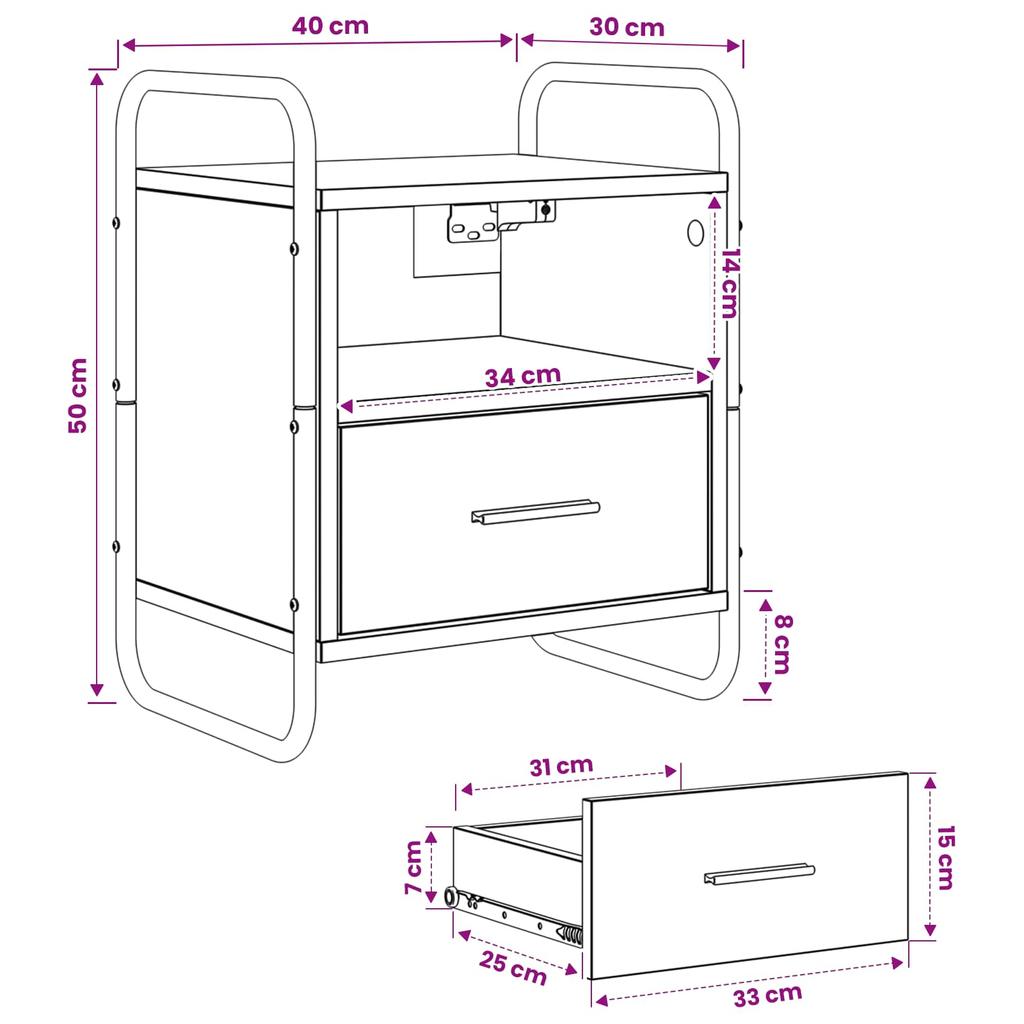 Floating Nightstand 2 Pcs Black Oak Effect