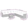 VidaXL Salon de Jardin avec Coussins 10 pcs, Canapés avec Pieds Réglables, Ensemble de Meubles d'Extérieur Patio Terrasse, 3217792