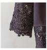 Plus Size German Velvet Lace Long Sleeve High Neck Top - Women's Slimming Autumn Winter Outerwear Shirt