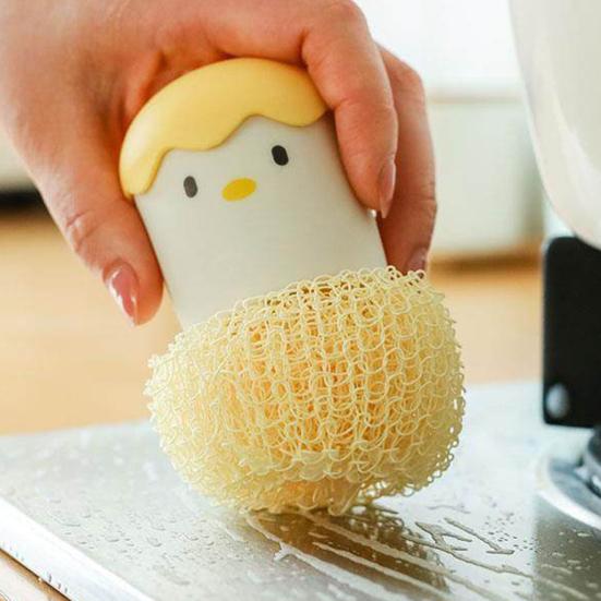 Cleaning Brush Easter Chicken Handle Non-Scratch Cleaning Ball Removable Scrubber Ergonomic Grip Kitchen Stove Sink Brush