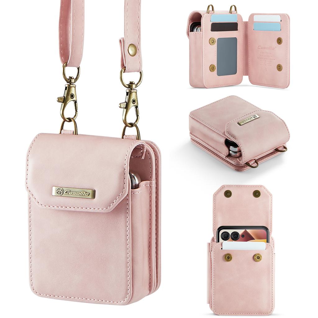 Business Luxury Crossbody Magnetic Cards Solt Wallet Flip Leather Case For Motorola Razr 60 50 40 Ultra Long Lanyard Bag Cover
