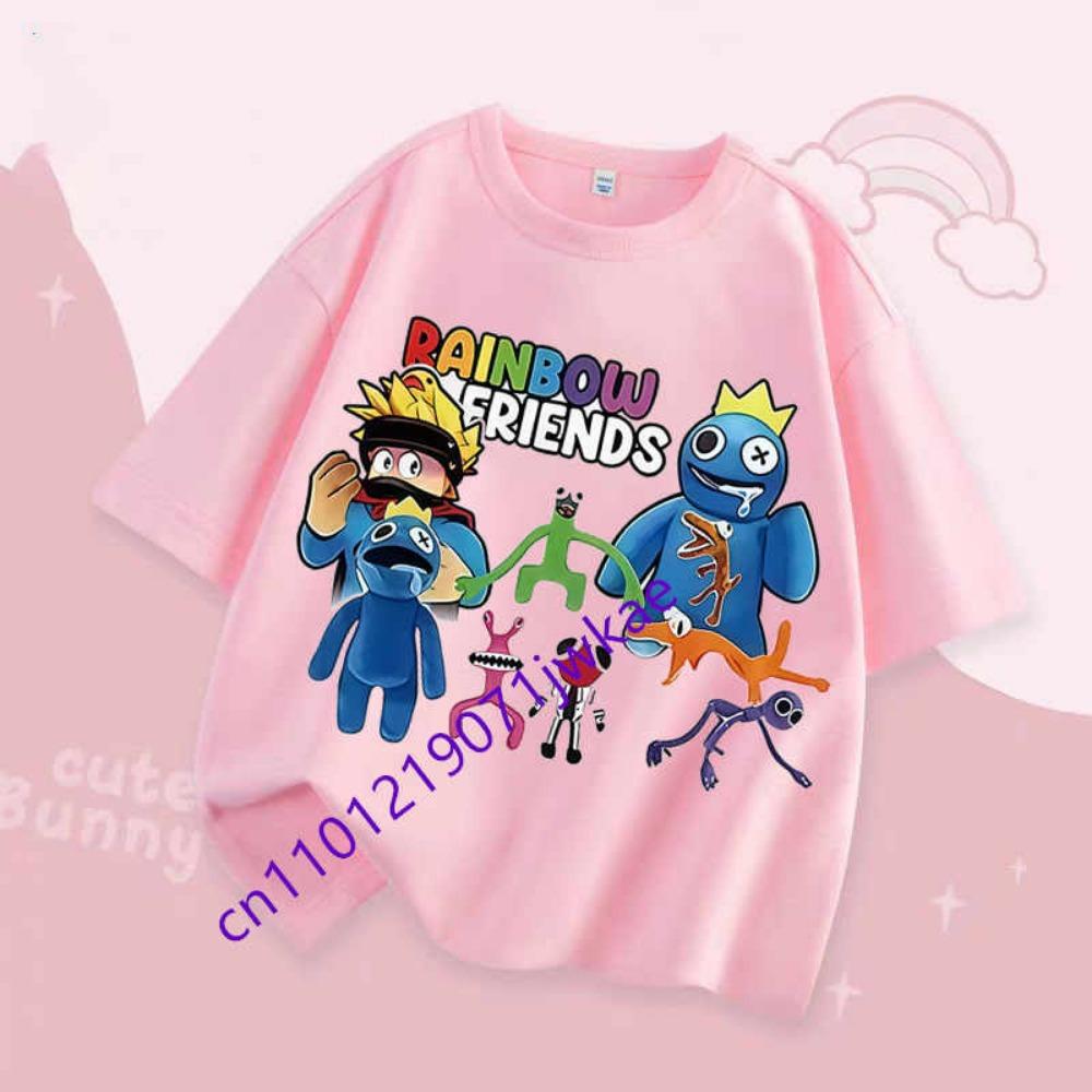 

2026 Rainbow Friends Cartoon Sports Full Charm Design Children s Shirt Summer Boy and Girls Breathable Soft Short Sleeve T Shirt 100