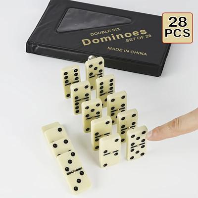 28 Adet Çift Altı Domino, PVC Kutu Dişli Sarı Domino Taşları, Çivili Domino - Kumarhane Hediyesi