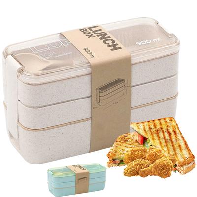 3 Layer Wheat Straw Lunch Box Large Capacity Portable Food Container Reusable Lightweight Bento Box Leakproof Meal Storage Box For Adults Kids Office 